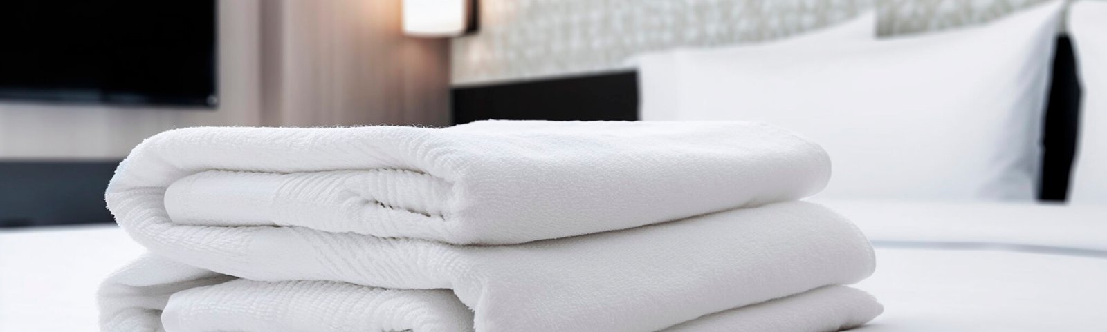 Serviettes et lit blanc dans une chambre d'hôtel